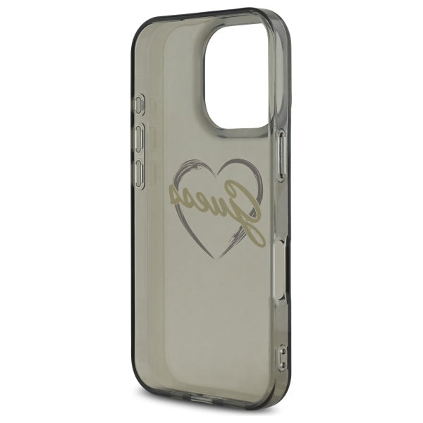 Калъф за Apple iPhone 16 Pro Max, Guess, IML Heart, Черен