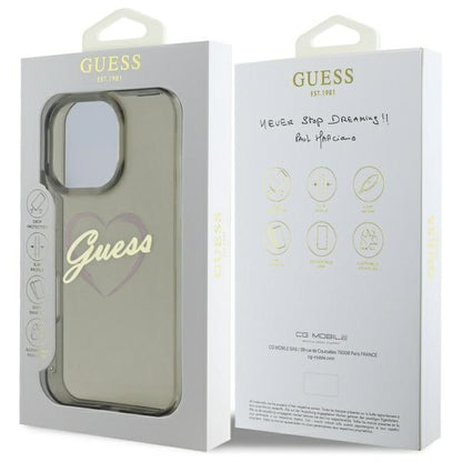 Калъф за Apple iPhone 16 Pro Max, Guess, IML Heart, Черен