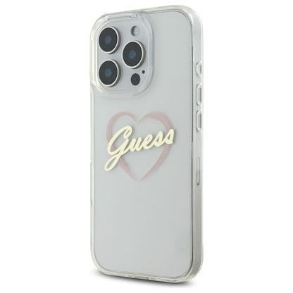 Калъф за Apple iPhone 16 Pro Max, Guess, IML Heart, Прозрачен