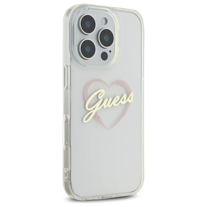 Калъф за Apple iPhone 16 Pro Max, Guess, IML Heart, Прозрачен