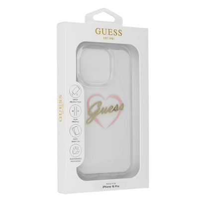 Калъф за Apple iPhone 16 Pro Max, Guess, IML Heart, Прозрачен