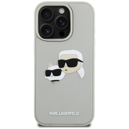 Калъф за Apple iPhone 16 Pro Max, Karl Lagerfeld, 3D Rubber Karl & Choupette, Бежов