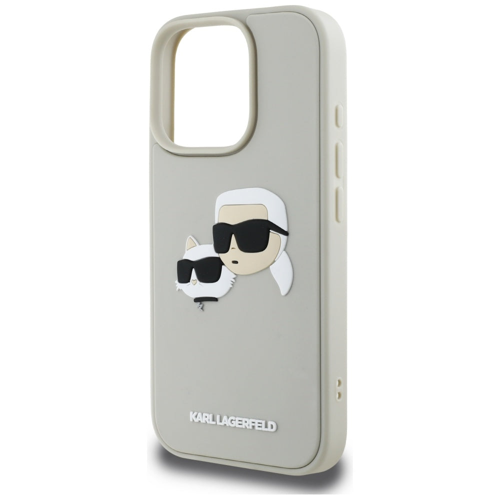 Калъф за Apple iPhone 16 Pro Max, Karl Lagerfeld, 3D Rubber Karl & Choupette, Бежов