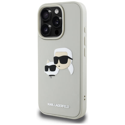 Калъф за Apple iPhone 16 Pro Max, Karl Lagerfeld, 3D Rubber Karl & Choupette, Бежов