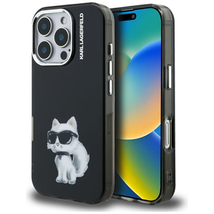 Калъф за Apple iPhone 16 Pro Max, Karl Lagerfeld, IML Aquarelle Logo Choupette, Черен