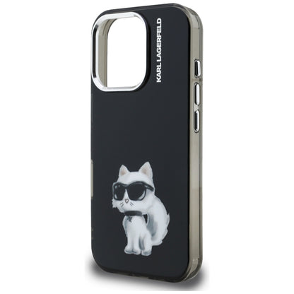 Калъф за Apple iPhone 16 Pro Max, Karl Lagerfeld, IML Aquarelle Logo Choupette, Черен