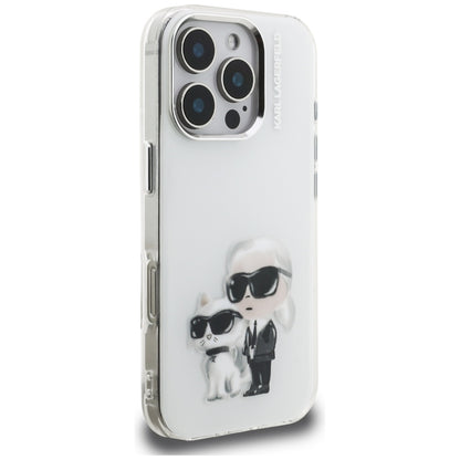 Case for Apple iPhone 16 Pro Max, Karl Lagerfeld, IML Aquarelle Logo Karl & Choupette, White