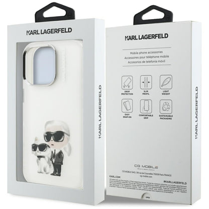 Case for Apple iPhone 16 Pro Max, Karl Lagerfeld, IML Aquarelle Logo Karl & Choupette, White