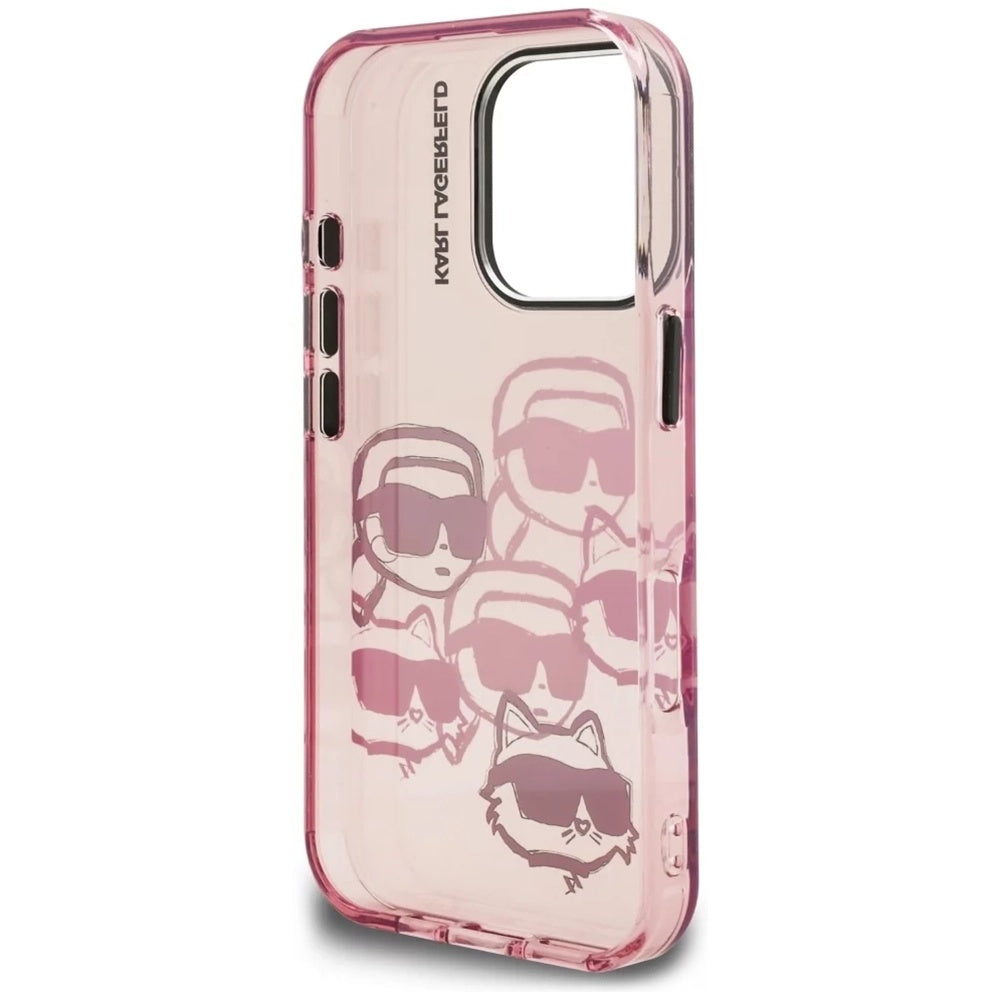 Case for Apple iPhone 16 Pro Max, Karl Lagerfeld, IML Luxury Multi Head Pattern, Pink