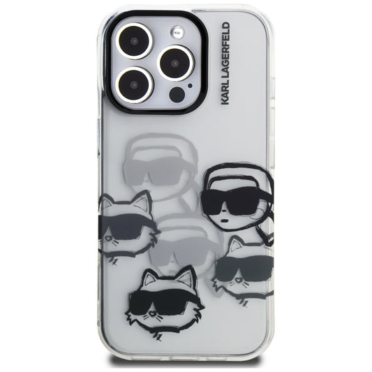 Калъф за Apple iPhone 16 Pro Max, Karl Lagerfeld, IML Luxury Multi Head Pattern, Прозрачен
