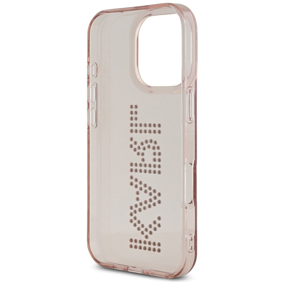 Калъф за Apple iPhone 16 Pro Max, Karl Lagerfeld, IML Rhinestones Pink Logo, Розов
