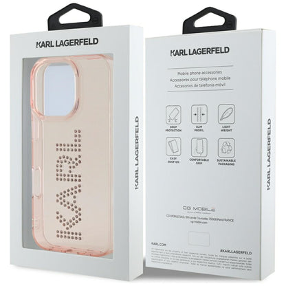 Калъф за Apple iPhone 16 Pro Max, Karl Lagerfeld, IML Rhinestones Pink Logo, Розов