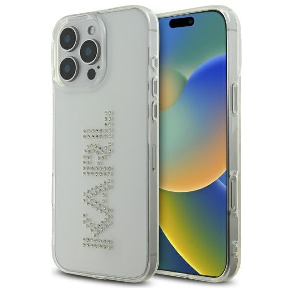 Калъф за Apple iPhone 16 Pro Max, Karl Lagerfeld, IML Rhinestones Transparent Logo, Прозрачен