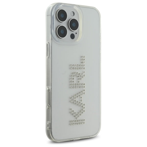 Калъф за Apple iPhone 16 Pro Max, Karl Lagerfeld, IML Rhinestones Transparent Logo, Прозрачен
