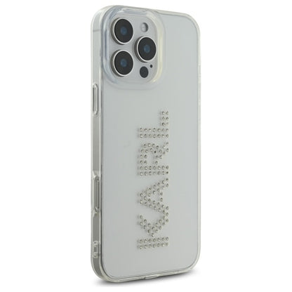 Калъф за Apple iPhone 16 Pro Max, Karl Lagerfeld, IML Rhinestones Transparent Logo, Прозрачен
