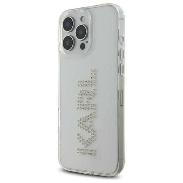 Калъф за Apple iPhone 16 Pro Max, Karl Lagerfeld, IML Rhinestones Transparent Logo, Прозрачен