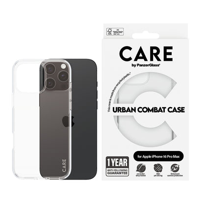 Калъф за Apple iPhone 16 Pro Max, PanzerGlass, Care Urban Combat, Прозрачен