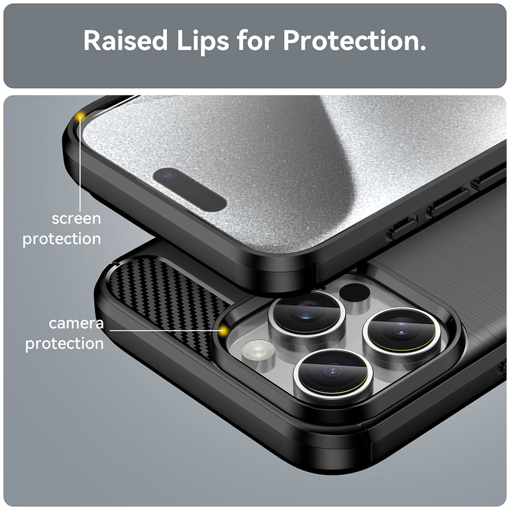 Калъф за Apple iPhone 16 Pro, Techsuit, Карбон, Черен