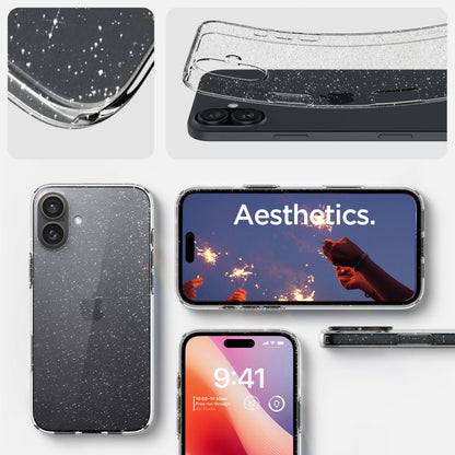 Калъф за Apple iPhone 16, Spigen, Liquid Crystal Glitter, Прозрачен ACS08192