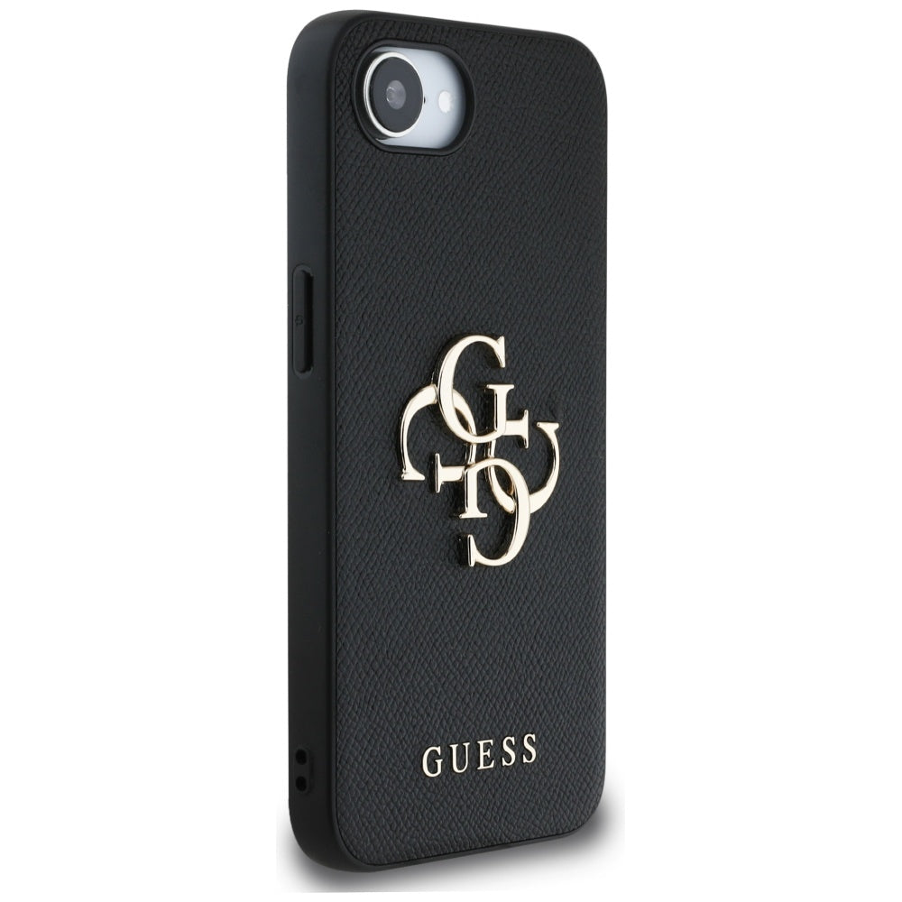 Калъф за Apple iPhone 16e, Guess, 4G Grained Big and Classic Logo, Черен