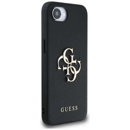 Калъф за Apple iPhone 16e, Guess, 4G Grained Big and Classic Logo, Черен