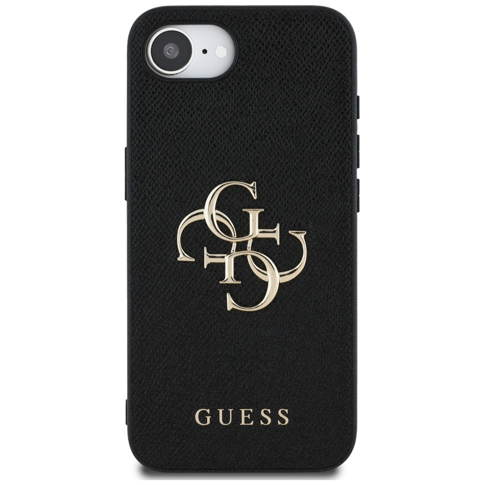 Калъф за Apple iPhone 16e, Guess, 4G Grained Big and Classic Logo, Черен
