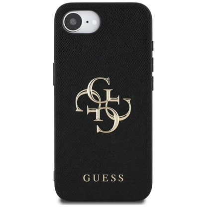 Калъф за Apple iPhone 16e, Guess, 4G Grained Big and Classic Logo, Черен