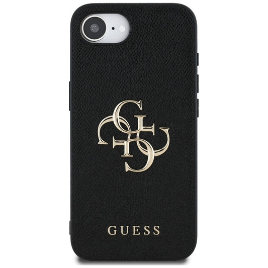 Калъф за Apple iPhone 16e, Guess, 4G Grained Big and Classic Logo, Черен