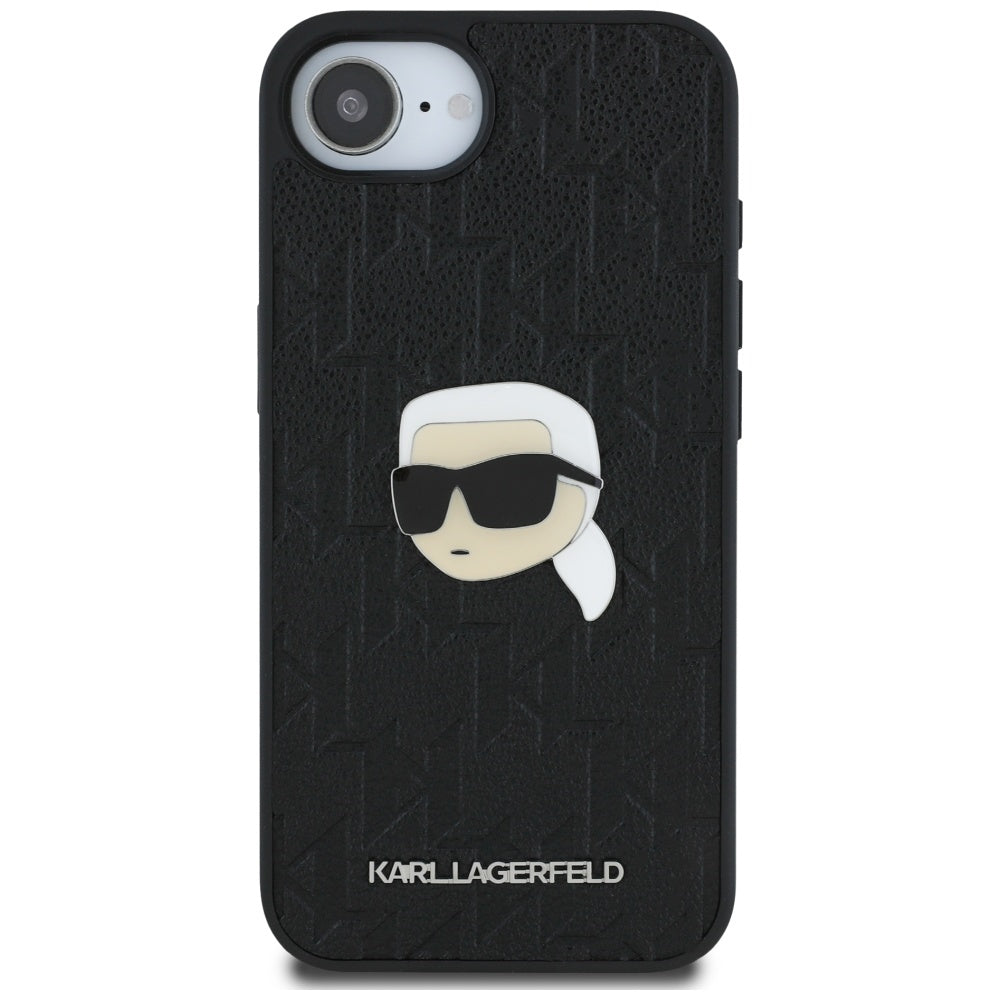 Калъф за Apple iPhone 16e, Karl Lagerfeld, Monogram Karl's Head, Черен