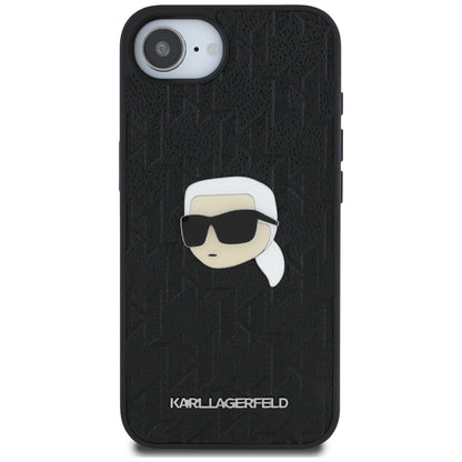 Калъф за Apple iPhone 16e, Karl Lagerfeld, Monogram Karl's Head, Черен