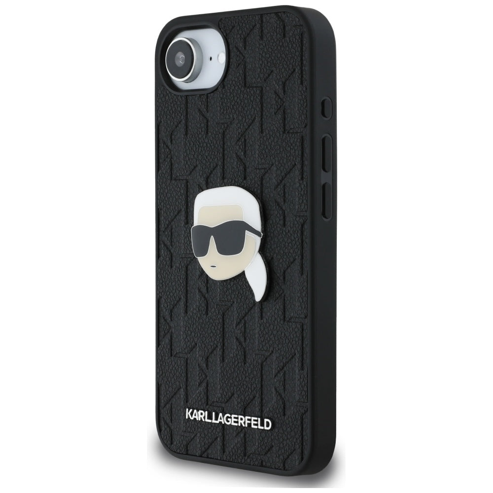 Калъф за Apple iPhone 16e, Karl Lagerfeld, Monogram Karl's Head, Черен
