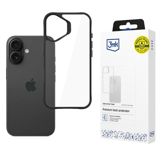 Калъф за Apple iPhone 17, 3MK, Satin Armor Case+, Черен