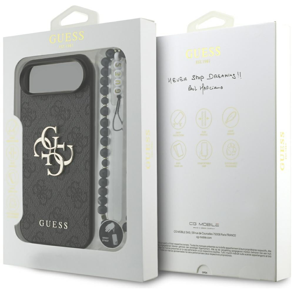 Калъф за Apple iPhone 17 Air, Guess, 4G Classic Logo with Strap, Черен