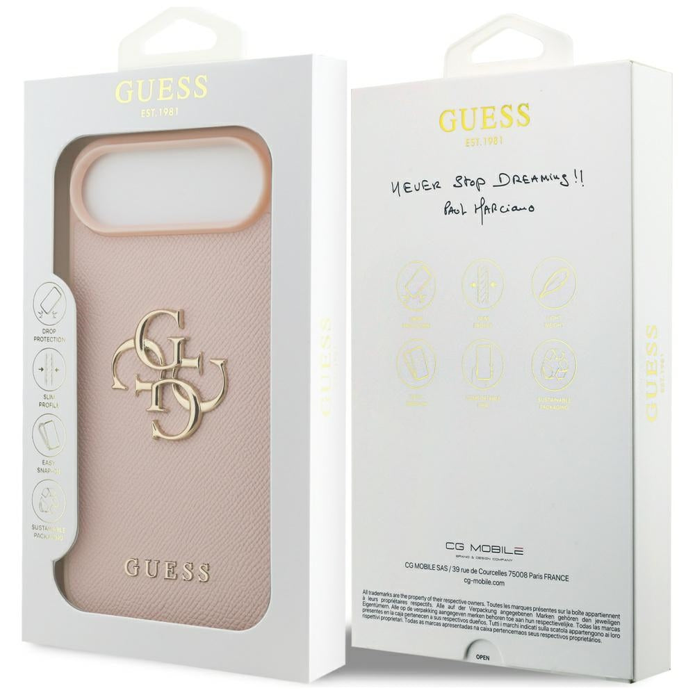 Калъф за Apple iPhone 17 Air, Guess, 4G Grained Big and Classic Logo, Розов
