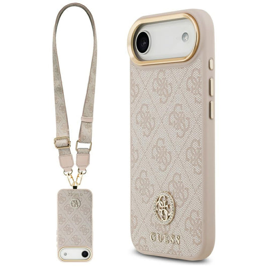 Калъф за Apple iPhone 17 Air, Guess, 4G Strass Logo and Big Strap, Розов