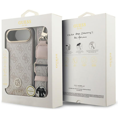 Калъф за Apple iPhone 17 Air, Guess, 4G Strass Logo and Big Strap, Розов