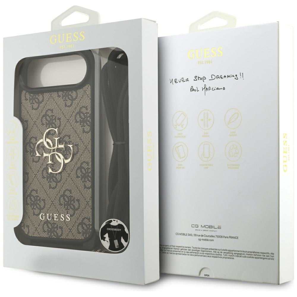 Калъф за Apple iPhone 17 Air, Guess, Crossbody Cord 4G Big Log, Кафяв