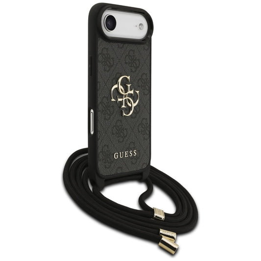 Калъф за Apple iPhone 17 Air, Guess, Crossbody Cord 4G Big Log, Черен