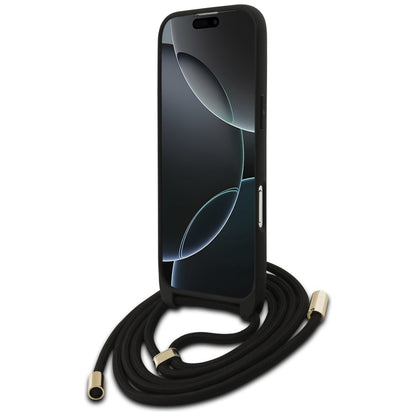Калъф за Apple iPhone 17 Air, Guess, Crossbody Cord 4G Big Log, Черен