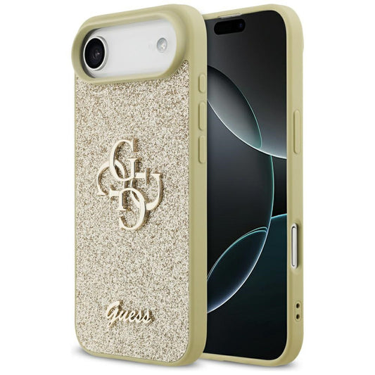 Калъф за Apple iPhone 17 Air, Guess, Fixed Glitter Big 4G, Златист