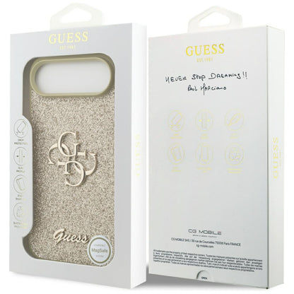 Калъф за Apple iPhone 17 Air, Guess, Fixed Glitter Big 4G, Златист