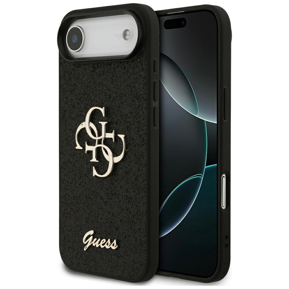 Калъф за Apple iPhone 17 Air, Guess, Fixed Glitter Big 4G, Черен