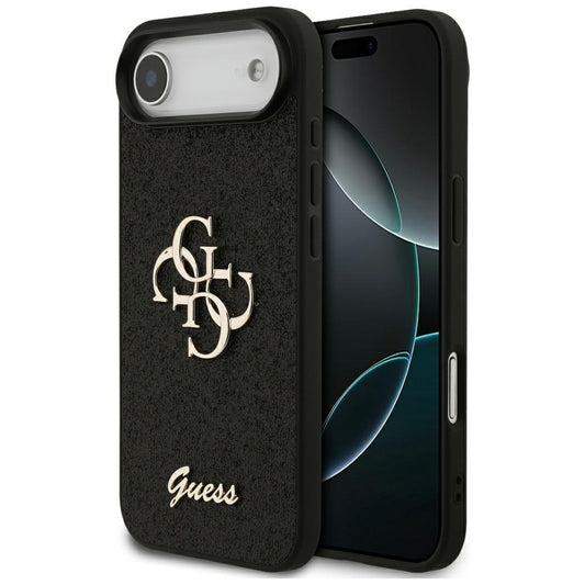 Калъф за Apple iPhone 17 Air, Guess, Fixed Glitter Big 4G, Черен