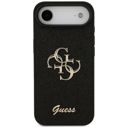 Калъф за Apple iPhone 17 Air, Guess, Fixed Glitter Big 4G, Черен
