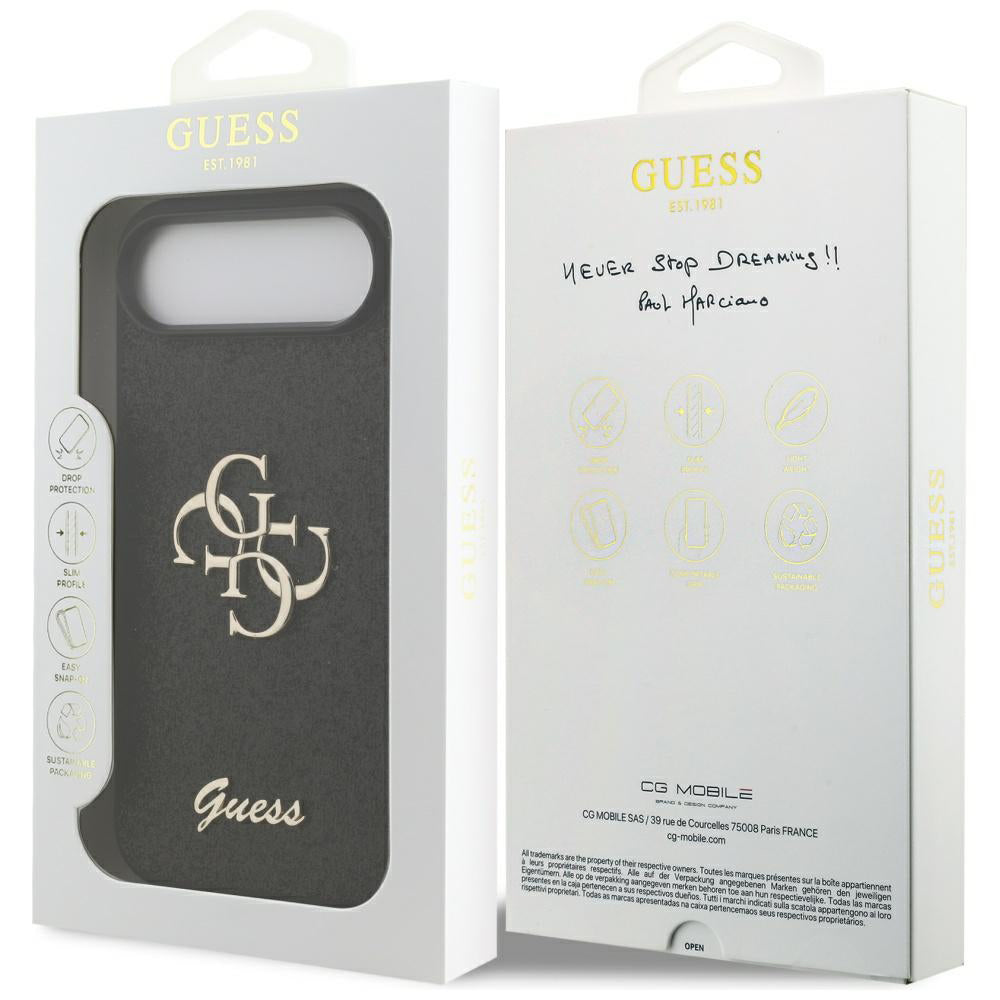 Калъф за Apple iPhone 17 Air, Guess, Fixed Glitter Big 4G, Черен