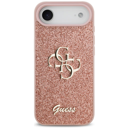 Калъф за Apple iPhone 17 Air, Guess, Fixed Glitter Big 4G, Розов