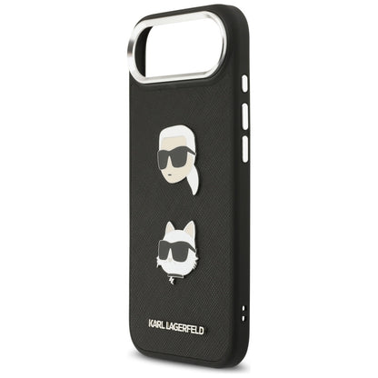 Калъф за Apple iPhone 17 Air, Karl Lagerfeld, Grained Karl & Choupette's Heads Pins and Logo, Черен