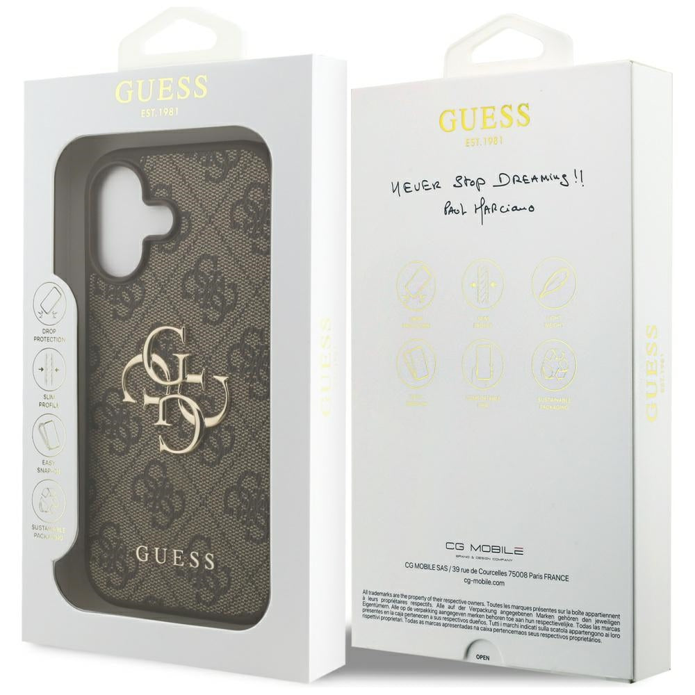 Калъф за Apple iPhone 17, Guess, 4G Big Logo, Кафяв