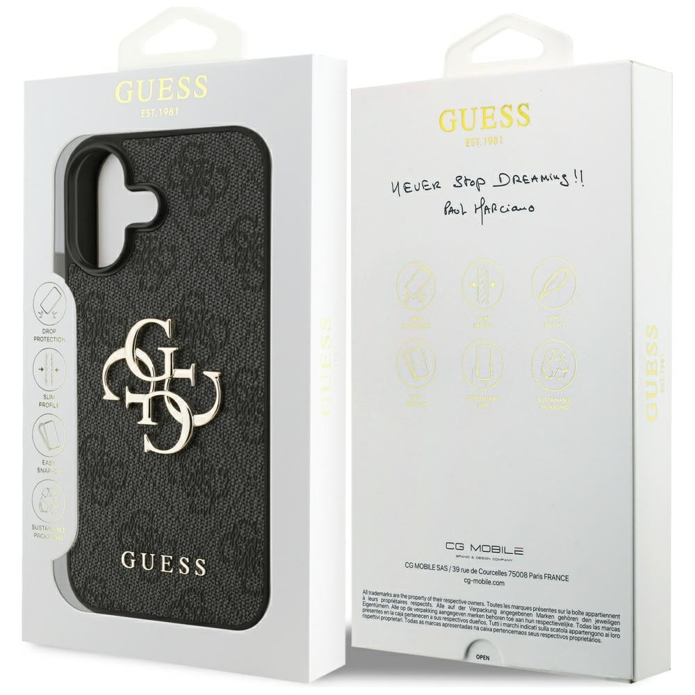 Калъф за Apple iPhone 17, Guess, 4G Big Logo, Черен