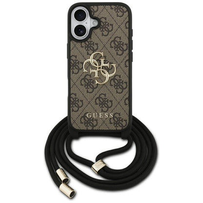 Калъф за Apple iPhone 17, Guess, 4G CBDY Big Logo with Cord Strap, Кафяв